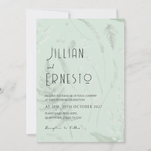 Lily of Valley with Ferns    Sage Green v2 custom Invitation