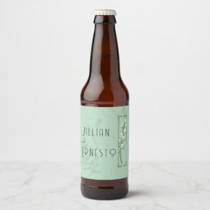 Lily of Valley with Ferns    Soft Green Beer Bottle Label