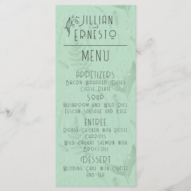 Lily of Valley with Ferns || Soft Green Menu (Front)