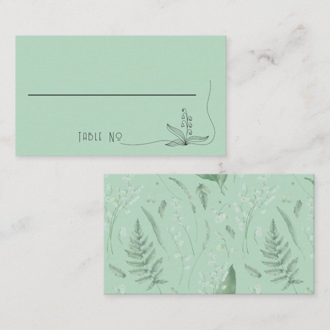 Lily of Valley with Ferns || Soft Green Place Card (Front/Back)