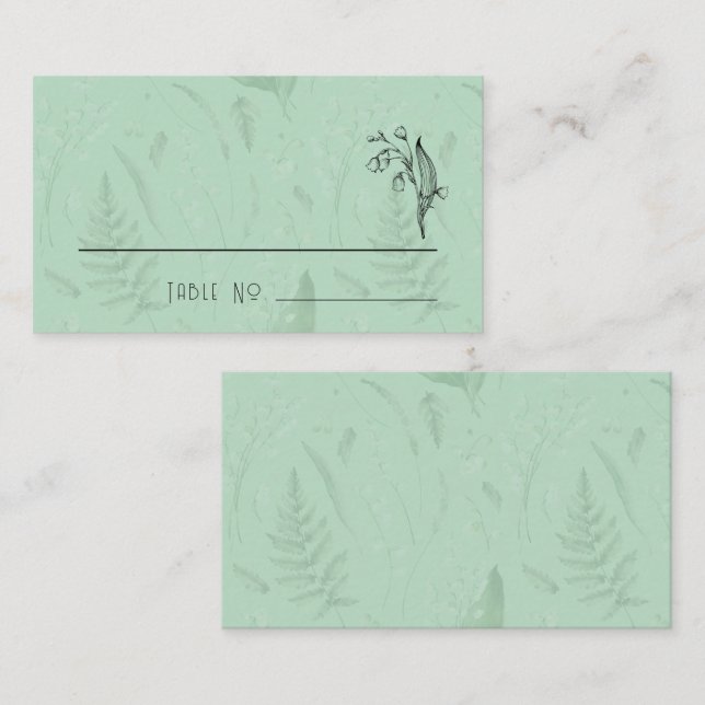 Lily of Valley with Ferns || Soft Green Place Card (Front/Back)