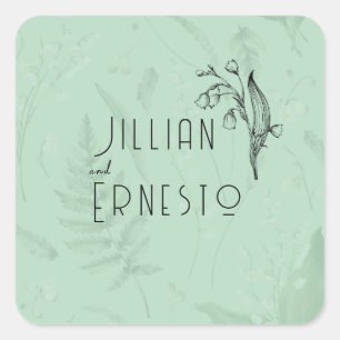 Lily of Valley with Ferns    Soft Green w/ Graphic Square Sticker