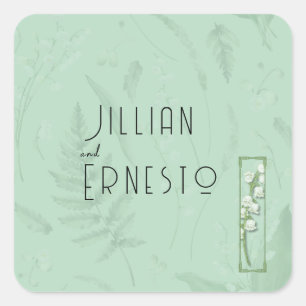 Lily of Valley with Ferns Soft Green w/ Graphic Square Sticker