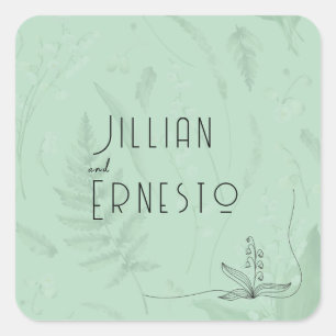 Lily of Valley with Ferns    Soft Green w/ Graphic Square Sticker