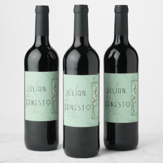 Lily of Valley with Ferns || Soft Green Wine Label