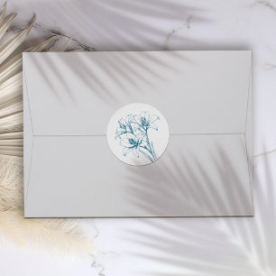 Lily Outline Wedding Classic Round Sticker