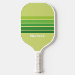 Lily Pad Green Across Striping with Name Pickleball Paddle