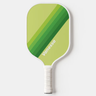 Lily Pad Green Stripes with Name Pickleball Paddle