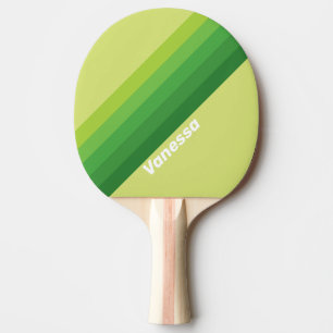 Lily Pad Green Stripes with Name Ping Pong Paddle
