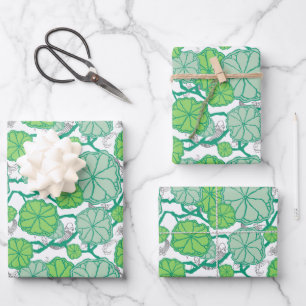 Lily Pad Japanese Garden Wrapping Paper Sheet