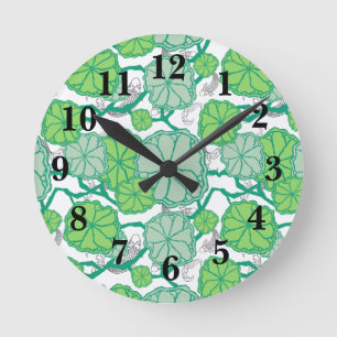 Lily Pad Koi Fish Swimming Pattern Round Clock