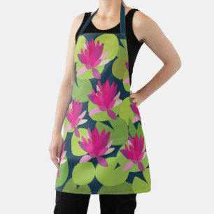 Lily Pad Lilypad Pink Lotus Flowers Floral Apron