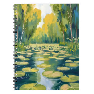 Lily Pad Pond Green Watercolor Nature Notebook
