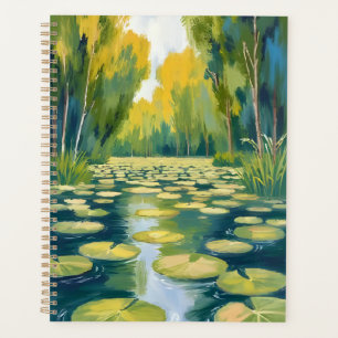 Lily Pad Pond Green Watercolor Nature Planner