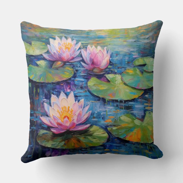 Lily Pad Pond Throw Pillow (Back)