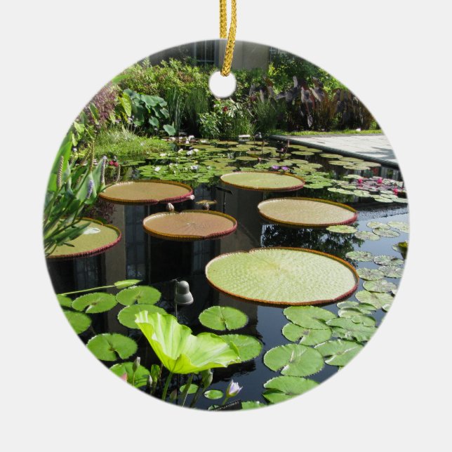 Lily Pads at Longwood Gardens Ceramic Tree Decoration (Front)