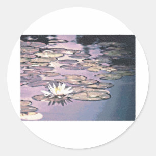 Lily Pads Drawing Classic Round Sticker