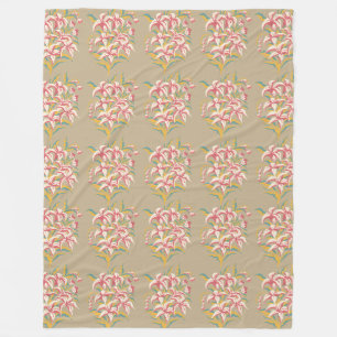 Lily Pattern Repeating Motif Fleece Blanket