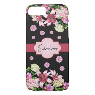 Lily & Peony Black Case-Mate iPhone Case