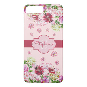 Lily Peony Floral Blush Pink Monogram Case-Mate iPhone Case
