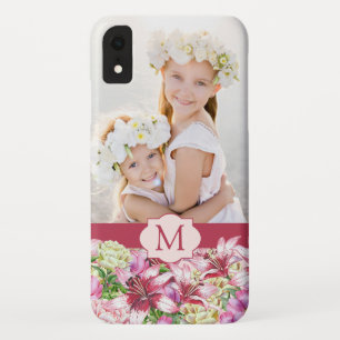 Lily Peony Floral Monogram Photo Case-Mate iPhone Case