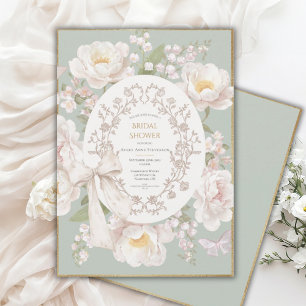 Lily Peony Floral Vintage Bridal Shower Invitation