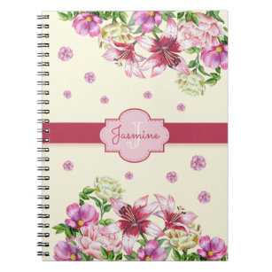 Lily & Peony Floral Yellow Notebook