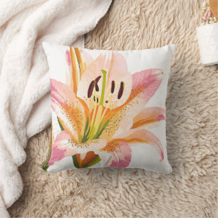 Lily Pink Flower Beautiful Paint Cushion