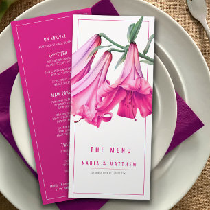 Lily pink watercolor wedding menu