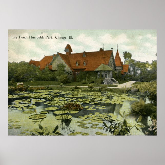 Lily Pond, Humboldt Park, Chicago Vintage Poster (Front)