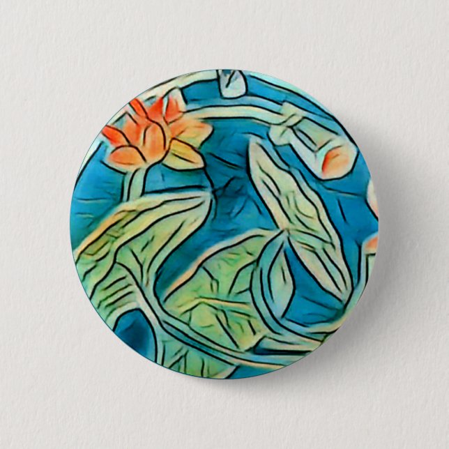 Lily Pond Sticker 6 Cm Round Badge (Front)