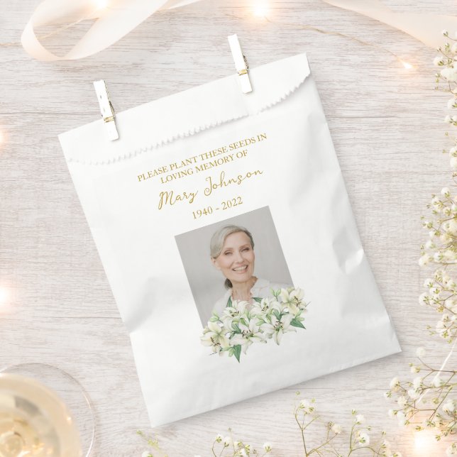 Lily Seed Packet Memorial Funeral Favor Bag (Clipped)