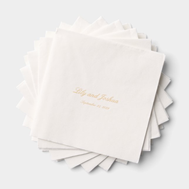 Lily Simple Classic Elegant Wedding Foil Napkins (Insitu (Stacked))