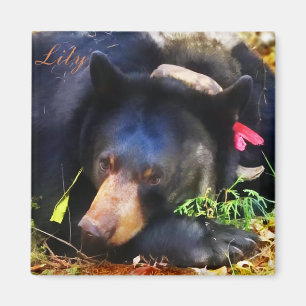 Lily the Black Bear with Ribbons Magnet
