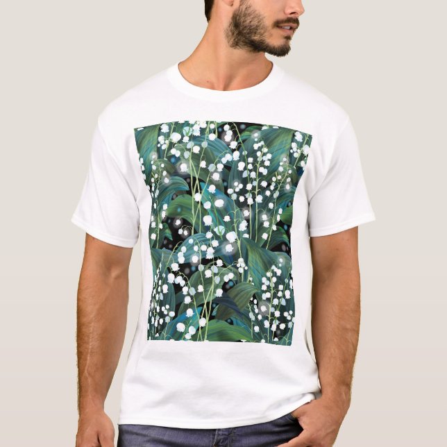 Lily Valley Seamless Pattern Background T-Shirt (Front)