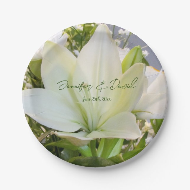 Lily Wedding Paper Plates (Front)