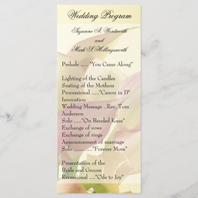 Lily Wedding Programs, Floral, Flowers, Spring Programme (Front)