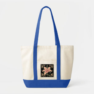 Lily with Art Deco Floral Patterns Tote Bag