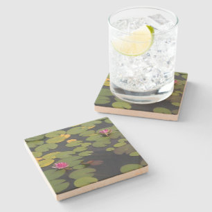 Lilypad Pond Painting Monet Stone Coaster