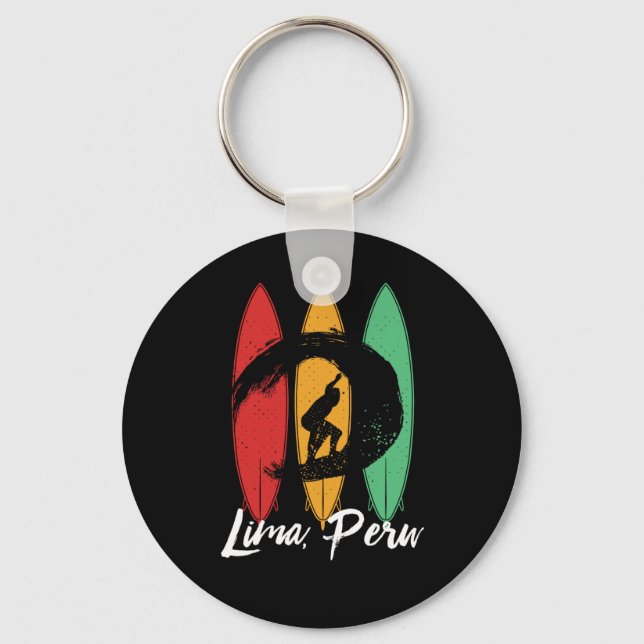 Lima Peru Beach Vintage Retro Surfing Key Ring (Front)