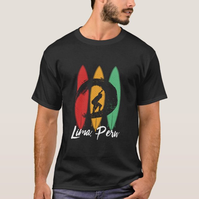 Lima Peru Beach Vintage Retro Surfing T-Shirt (Front)