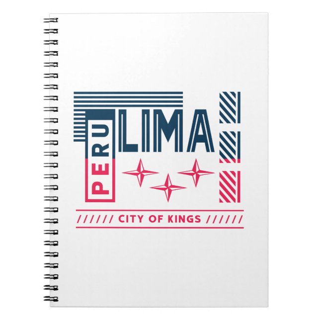 Lima Peru City of Kings Urban Typography Design Notebook (Front)