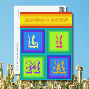 Lima Peru serape colour holiday Postcard