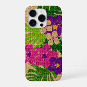 Limahuli Garden Faux Grass Cloth in Violet iPhone 16 Pro Case
