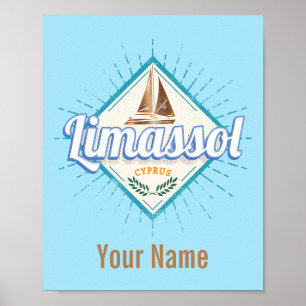 Limassol City Cyprus Retro Sailing Ship Vintage Lu Poster