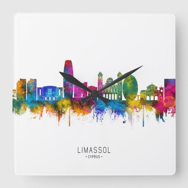 Limassol Cyprus Skyline Square Wall Clock (Front)