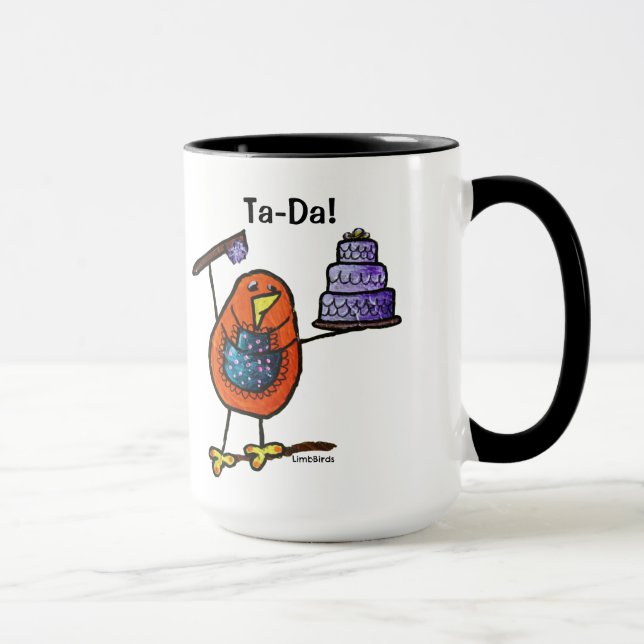 LimbBirds Black 15 oz Ringer Mug (Right)