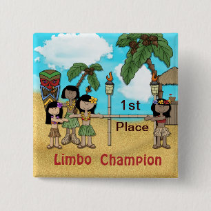 Limbo Luau Birthday Party - Limbo Champion 15 Cm Square Badge