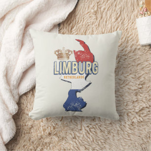 Limburg Netherlands Map Dutch Vintage Souvenir Cushion