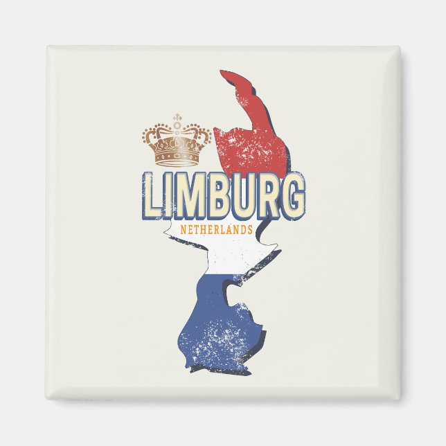 Limburg Netherlands Map Dutch Vintage Souvenir Magnet (Front)